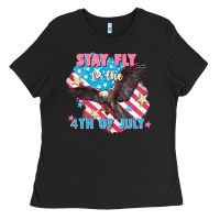 Black Stay fly for the 4th of July Ladies Tee - FaDigitalArtStudio