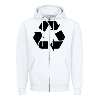 White Recycle Zipper Hoodie - linhVisuals