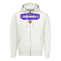 Oatmeal Heather LSU Louisianimals Zipper Hoodie - linhVisuals