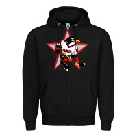Black Red Penguin 1990's Russian Zipper Hoodie - linhVisuals
