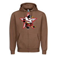 Chestnut Red Penguin 1990's Russian Zipper Hoodie - linhVisuals