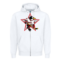 White Red Penguin 1990's Russian Zipper Hoodie - linhVisuals