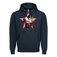 Navy Red Penguin 1990's Russian Zipper Hoodie - linhVisuals
