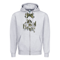 Heather Grey ghost new Zipper Hoodie - linhVisuals