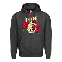Charcoal Heather motionless in white Zipper Hoodie - linhVisuals