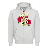 Dove Grey motionless in white Zipper Hoodie - linhVisuals