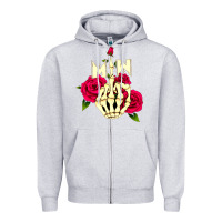 Heather Grey motionless in white Zipper Hoodie - linhVisuals