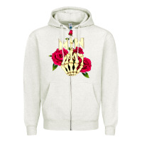 Oatmeal Heather motionless in white Zipper Hoodie - linhVisuals