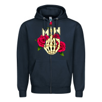 Navy motionless in white Zipper Hoodie - linhVisuals