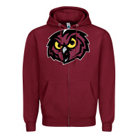 Burgundy temple owls Zipper Hoodie - linhVisuals
