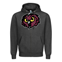 Charcoal Heather temple owls Zipper Hoodie - linhVisuals