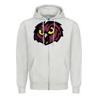 Dove Grey temple owls Zipper Hoodie - linhVisuals