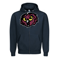 Navy temple owls Zipper Hoodie - linhVisuals