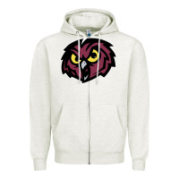 Oatmeal Heather temple owls Zipper Hoodie - linhVisuals