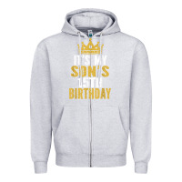 Heather Grey it's my son's 15th birthday 15 years old boy t shirt Zipper Hoodie - linhVisuals
