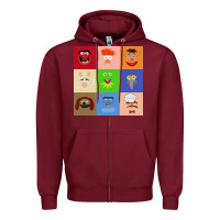 Burgundy Muppets and Friends Zipper Hoodie - linhVisuals