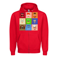 Red Muppets and Friends Zipper Hoodie - linhVisuals