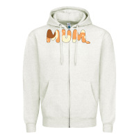 Oatmeal Heather Bluey Mum Zipper Hoodie - linhVisuals