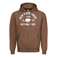 Chestnut womens new river gorge national park bear west virginia nature v neck Zipper Hoodie - linhVisuals