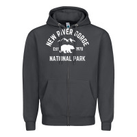 Womens New River Gorge National Park Bear West Virginia Nature V Neck Zipper Hoodie | Teevron