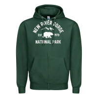 Sports Green womens new river gorge national park bear west virginia nature v neck Zipper Hoodie - linhVisuals