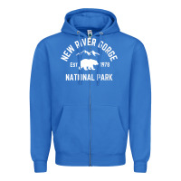 True Royal womens new river gorge national park bear west virginia nature v neck Zipper Hoodie - linhVisuals
