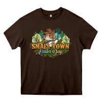 Chocolate Brown Small town Easter Day Heavy Core Tee - HowdyJamesFarm