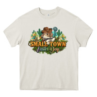 Cream Small town Easter Day Heavy Core Tee - HowdyJamesFarm