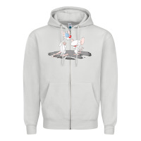 Dove Grey newanimaniacs pinky and the brain Zipper Hoodie - linhVisuals