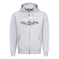 Heather Grey newanimaniacs pinky and the brain Zipper Hoodie - linhVisuals