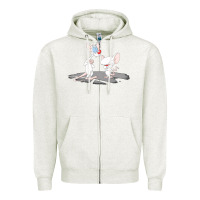 Oatmeal Heather newanimaniacs pinky and the brain Zipper Hoodie - linhVisuals