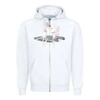 White newanimaniacs pinky and the brain Zipper Hoodie - linhVisuals