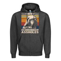 Charcoal Heather i knew it im surrounded by assholes Zipper Hoodie - linhVisuals