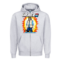 Heather Grey macgruber action figure Zipper Hoodie - linhVisuals
