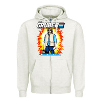 Oatmeal Heather macgruber action figure Zipper Hoodie - linhVisuals