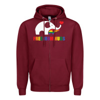 Free Mom Hugs Pride Elephant Rainbow Zipper Hoodie | Teevron
