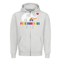 Dove Grey free mom hugs pride elephant rainbow Zipper Hoodie - linhVisuals