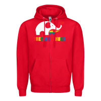 Red free mom hugs pride elephant rainbow Zipper Hoodie - linhVisuals