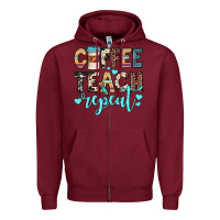 Burgundy coffee teach repeat Zipper Hoodie - JahusDesignShop