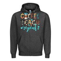 Charcoal Heather coffee teach repeat Zipper Hoodie - JahusDesignShop