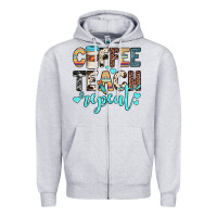 Heather Grey coffee teach repeat Zipper Hoodie - JahusDesignShop