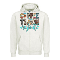Oatmeal Heather coffee teach repeat Zipper Hoodie - JahusDesignShop