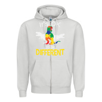 Dove Grey it’s ok to be different autism dinosaur Zipper Hoodie - linhVisuals
