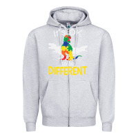 Heather Grey it’s ok to be different autism dinosaur Zipper Hoodie - linhVisuals
