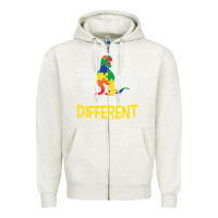 Oatmeal Heather it’s ok to be different autism dinosaur Zipper Hoodie - linhVisuals