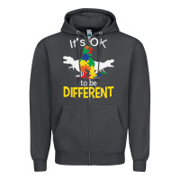 Smoke it’s ok to be different autism dinosaur Zipper Hoodie - linhVisuals