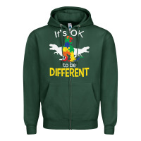 Sports Green it’s ok to be different autism dinosaur Zipper Hoodie - linhVisuals