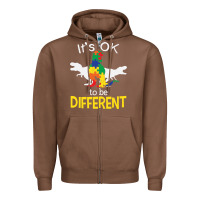 Chestnut it’s ok to be different autism dinosaur Zipper Hoodie - linhVisuals