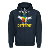 Navy it’s ok to be different autism dinosaur Zipper Hoodie - linhVisuals
