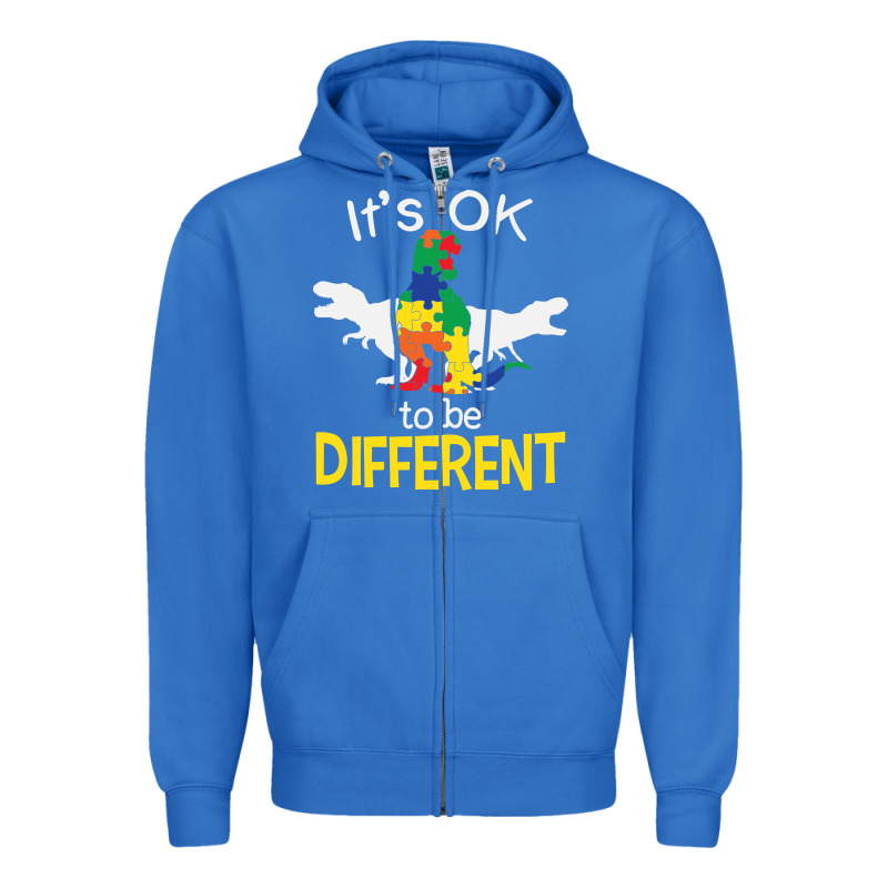 It’s Ok To Be Different Autism Dinosaur Zipper Hoodie by linhVisuals | Teevron
